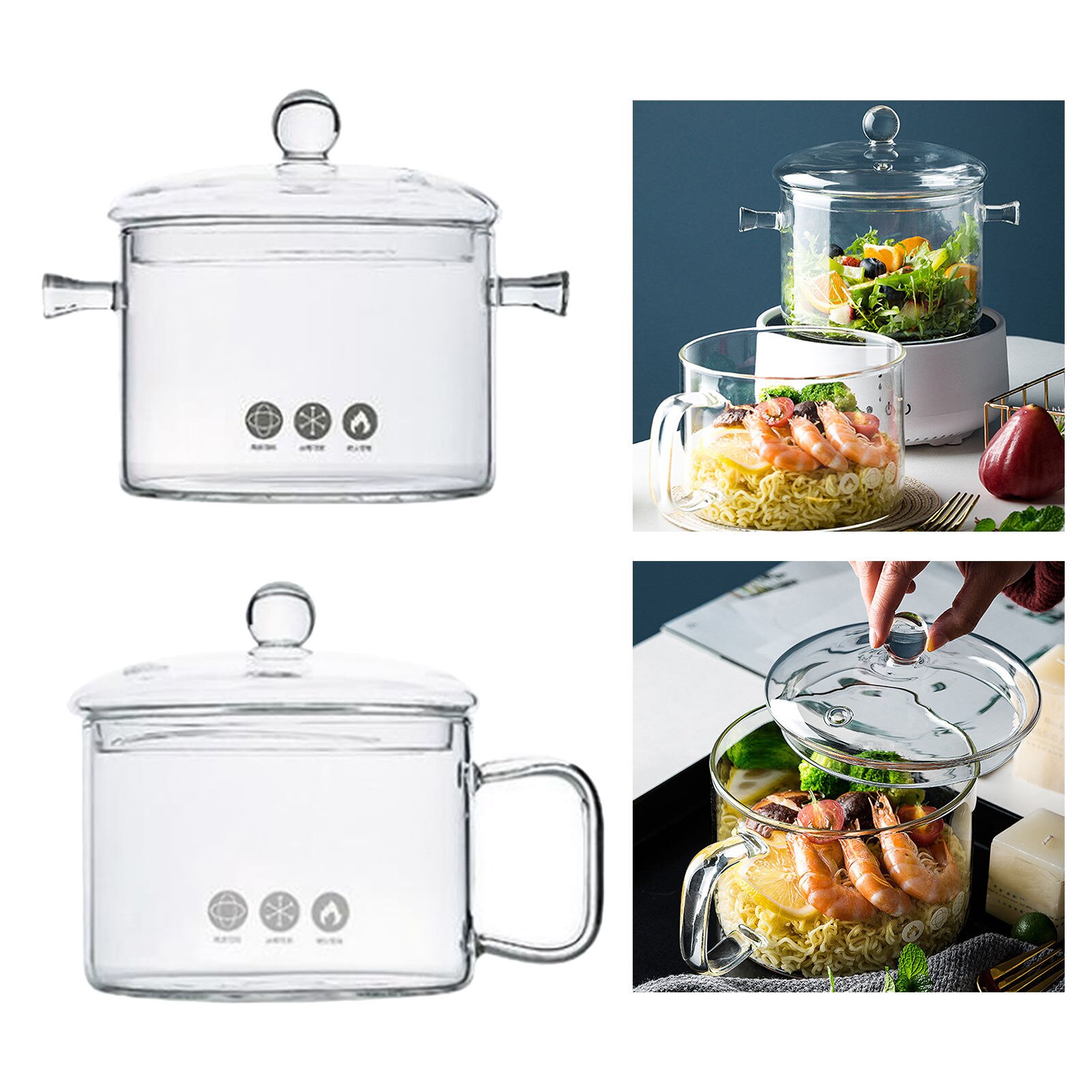 Glass Salad Bowl Noodles Bowls Heat-Resistant Soup Bowls BPA Free Instant Noodle Pan Fruit Container Microwave Tableware