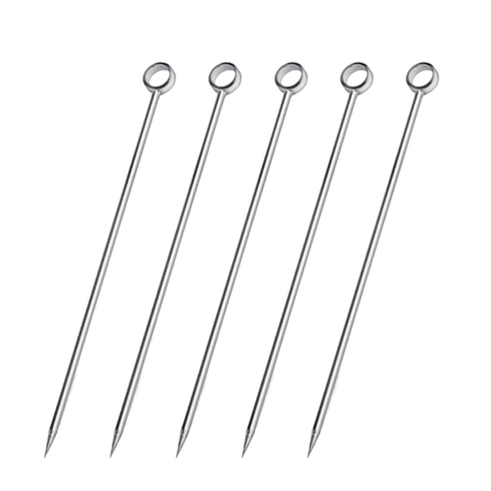 8pcs Stainless Steel Cocktail Picks Practical Fruit Pick Useful Stirring Stick Party Supplies for Home Bar (Head)