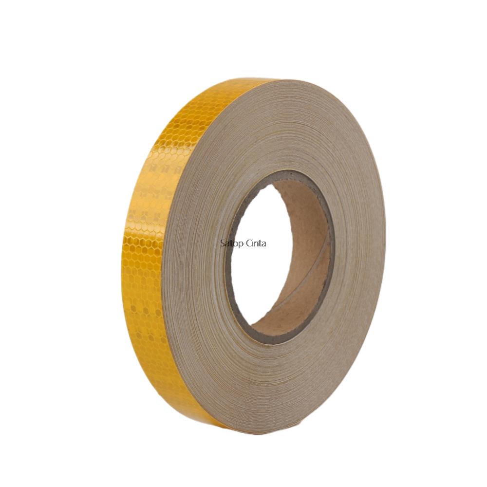 3M-Cinta adhesiva reflectante para bicicleta, tira de seguridad blanca, roja, fluorescente, amarilla, Reflector, pegatina para coche, 2,5 cm de ancho: YELLOW