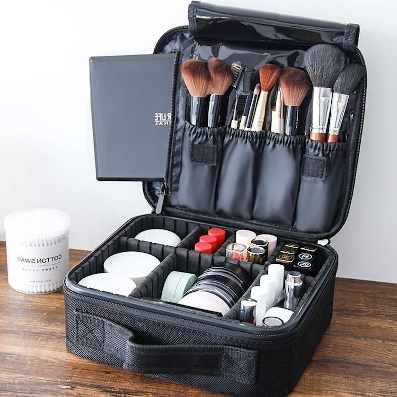 PU Cosmetische Tas Reizen Dames Professionele Make-Up Tas Vrouwen Grote capaciteit Canvas Leer Materiaal Vrouwelijke Organiseren Make-Up Case: Partition