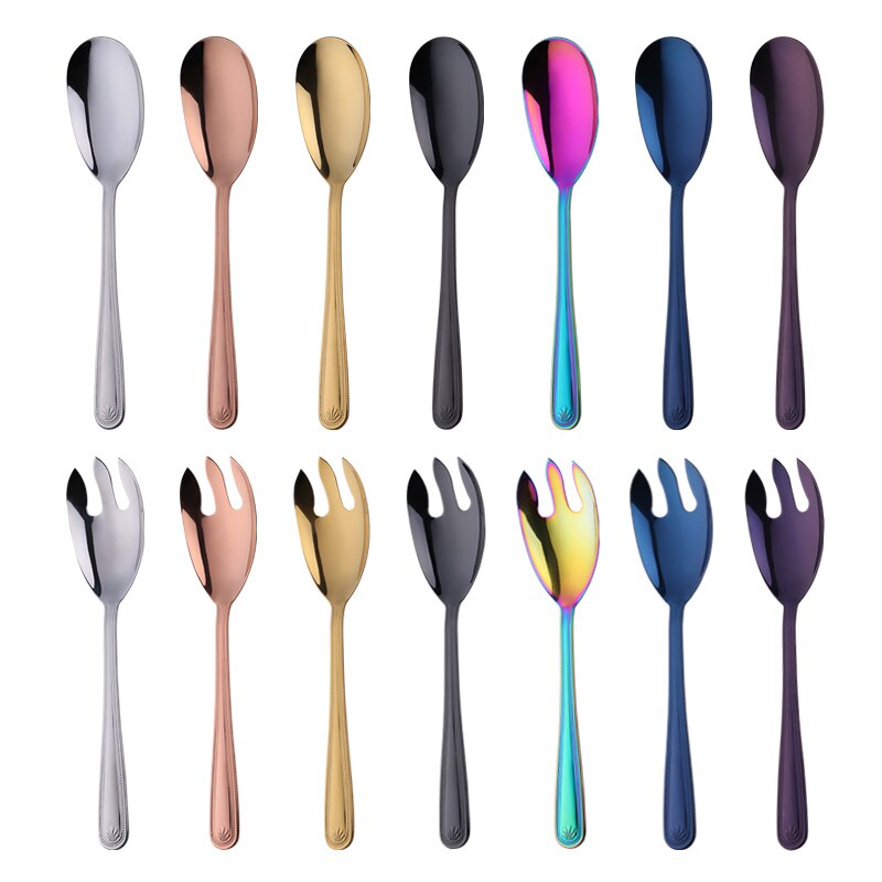 Stainless Steel Tableware Spoon Fork Home Hotel Restaurant Salad Spoon Kitchen Restaurant Tool Set Autonomous Public Tableware