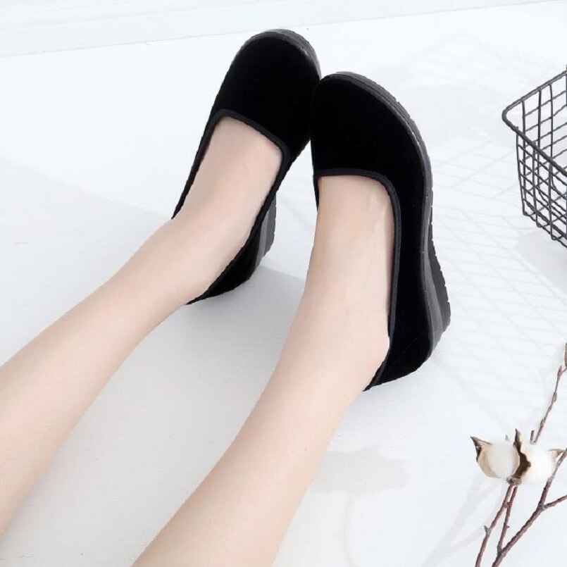 Cresfimix kvinder kilehæl sorte balletsko damer afslappede dansesko cool slip on forår sko dames schoenen  a5489
