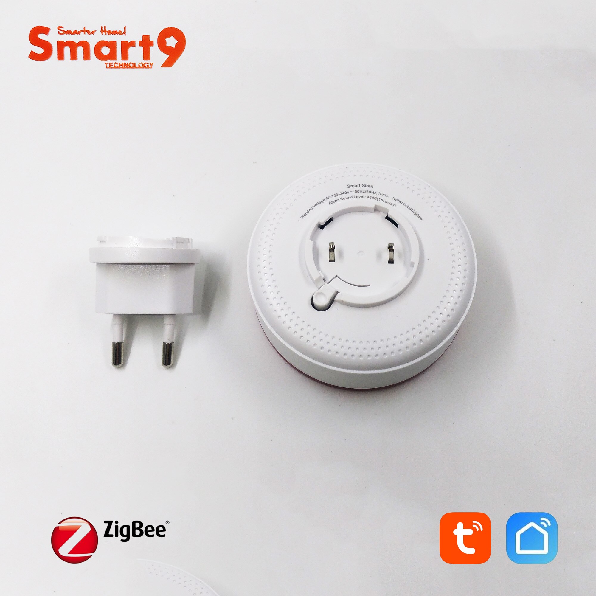 Alarma ZigBee Hooter Smart9 que funciona con TuYa ZigBee Hub, sirena inteligente con sonido y luz de Flash automatización por Smart Life App