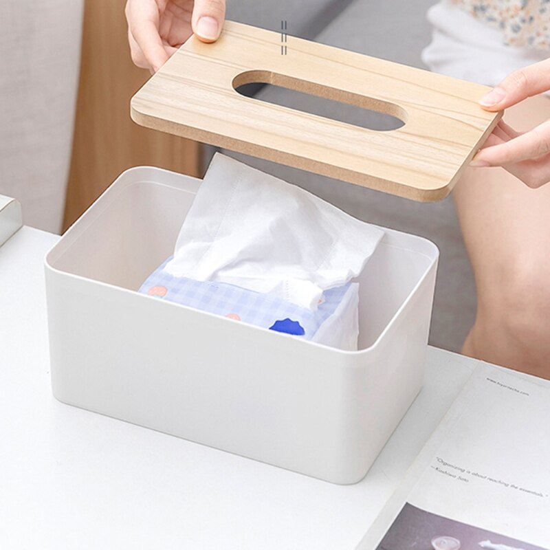 Wooden Tissue Box with Removable Lid Eco-friendly Tissue Container Towel Tissue Paper Holder Napkins Case Living Room Desktop