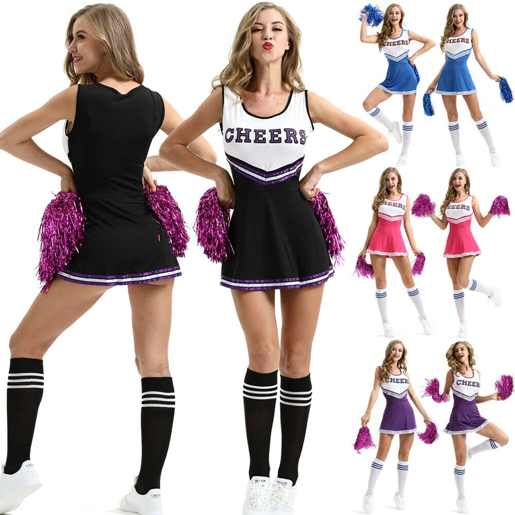 Dame cheerleader kostume skole pige outfits fancy dress cheer leder uniform