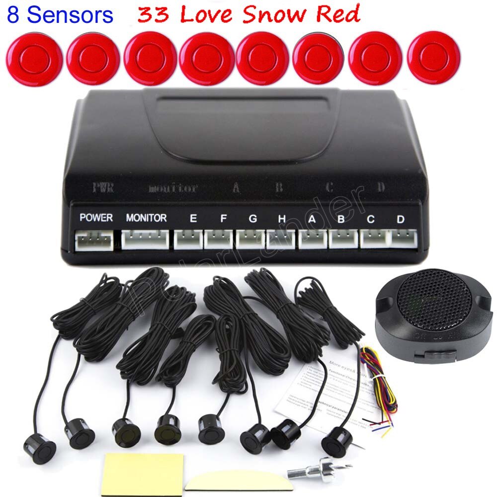Parking Assistance Backup Reverse car auto Parking Sensor 8 sensors buzzer 44 Colors to choose: 33 love snow red