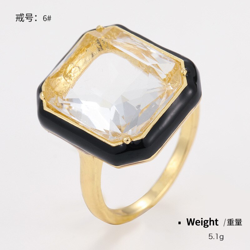 Onregelmatige Geometrische Vierkante Ronde Kleurrijke Crystal Rhinestone Zirkoon Druipend Olie Vinger Ring Voor Vrouwen Bruiloft Sieraden: 5