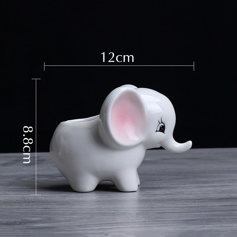 Elephant Plant Cute Elephant Flower Pot Modern White Ceramic Succulent Planter Pots Tiny Flower Plant Containers Animal Decor: colorful small