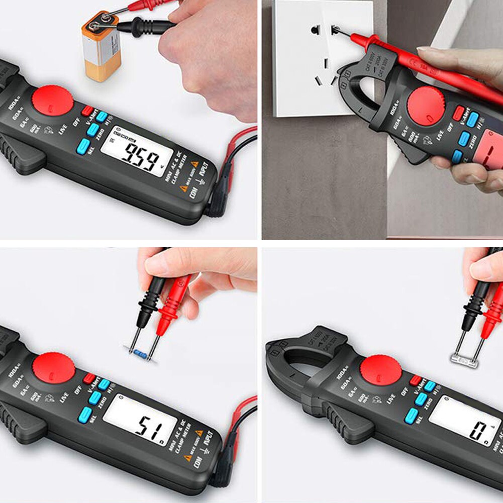True RMS Clamp Meter 1mA Plier Ammeter Car Repair Digital Multimeter DC AC Current Volt Temp Capacitor Tester
