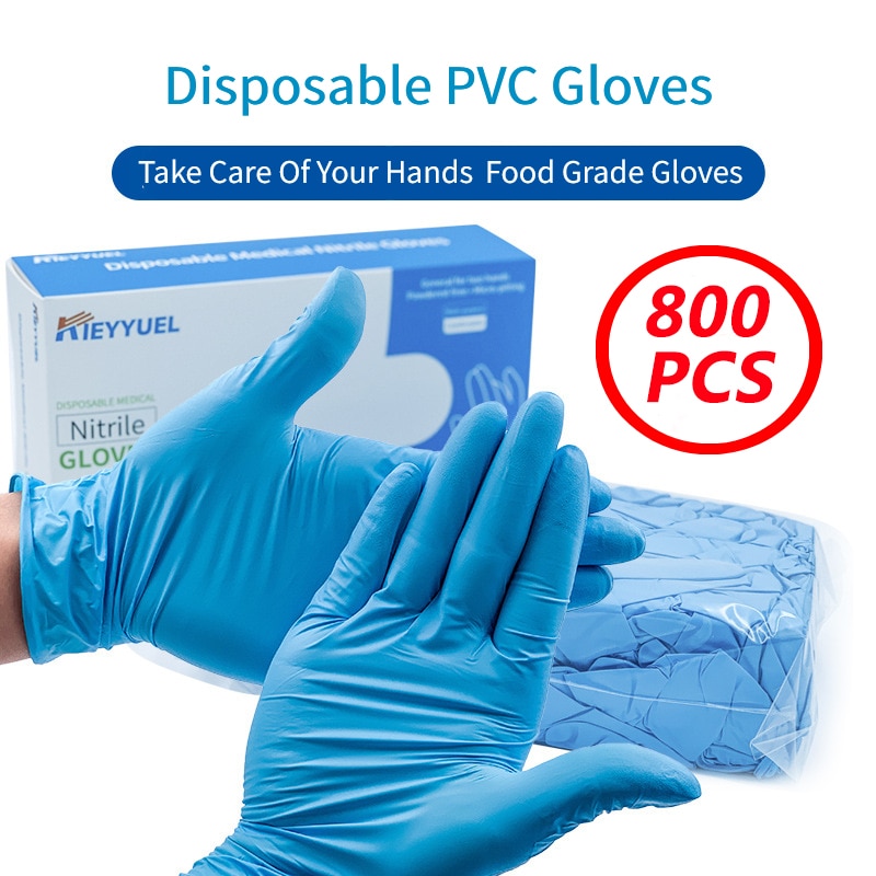 Guantes desechables de nitrilo resistentes al agua, universales de látex, sin polvo, para limpieza de laboratorio, cocina, hogar, 40 #100/800 Uds.