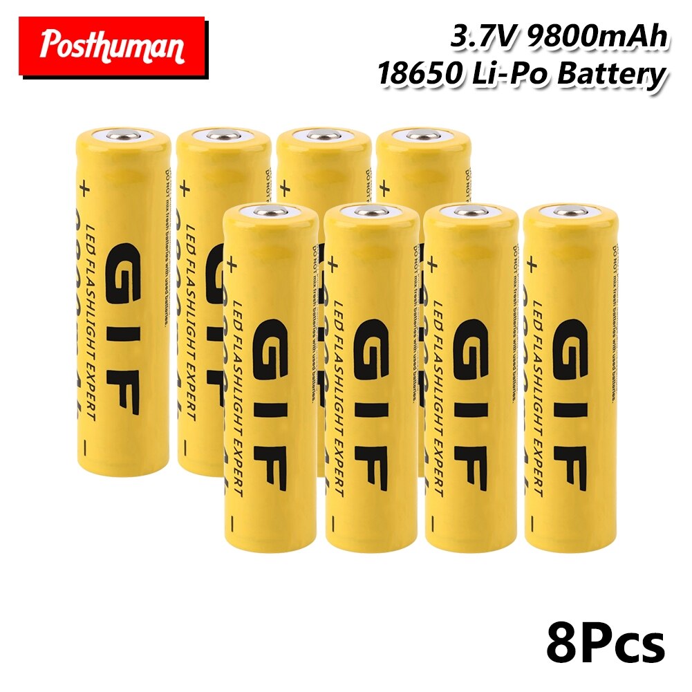 1/2/4/6/8 Pieces GTF 18650 Li-ion Battery Rechargeable Battery 3.7 V 18650 9800mAh Lithium-ion Batteries LED Light Torch Bateria: 8 pieces