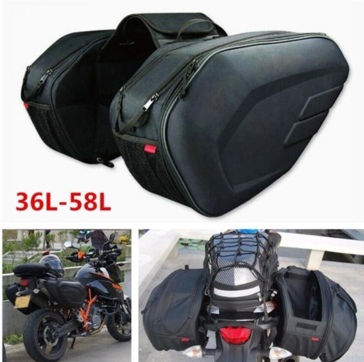 Passer motorcykel komine tasker bagage sadeltasker med regnslag 36-58l
