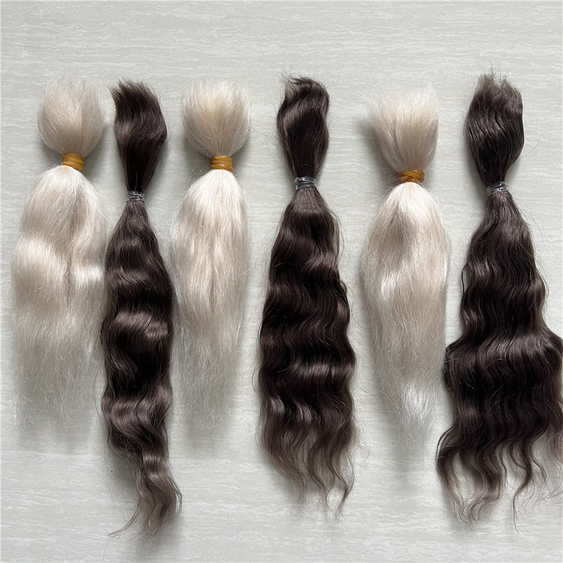 Mohair-Peluca de muñecas Reborn, pelo con té dorado claro, marrón, para bricolaje, fácil de lavar y de raíz