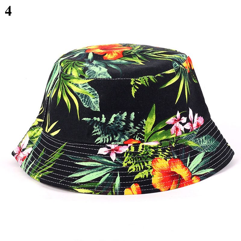 Sun Hat Beach Sunscreen Bucket Cap Unisex Flowers Pattern Bucket Hat Fisherman Hat Travel Beach Round Hats Sunshade Casual Caps: 4