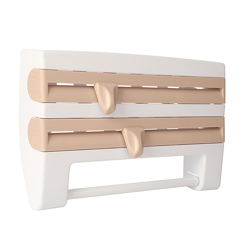 Keuken Cling Film Tin Folie Papier Snijden Houder Plank Keuken Organizer Plastic Wrap Saus Fles Opbergrek Folie Cutter: A