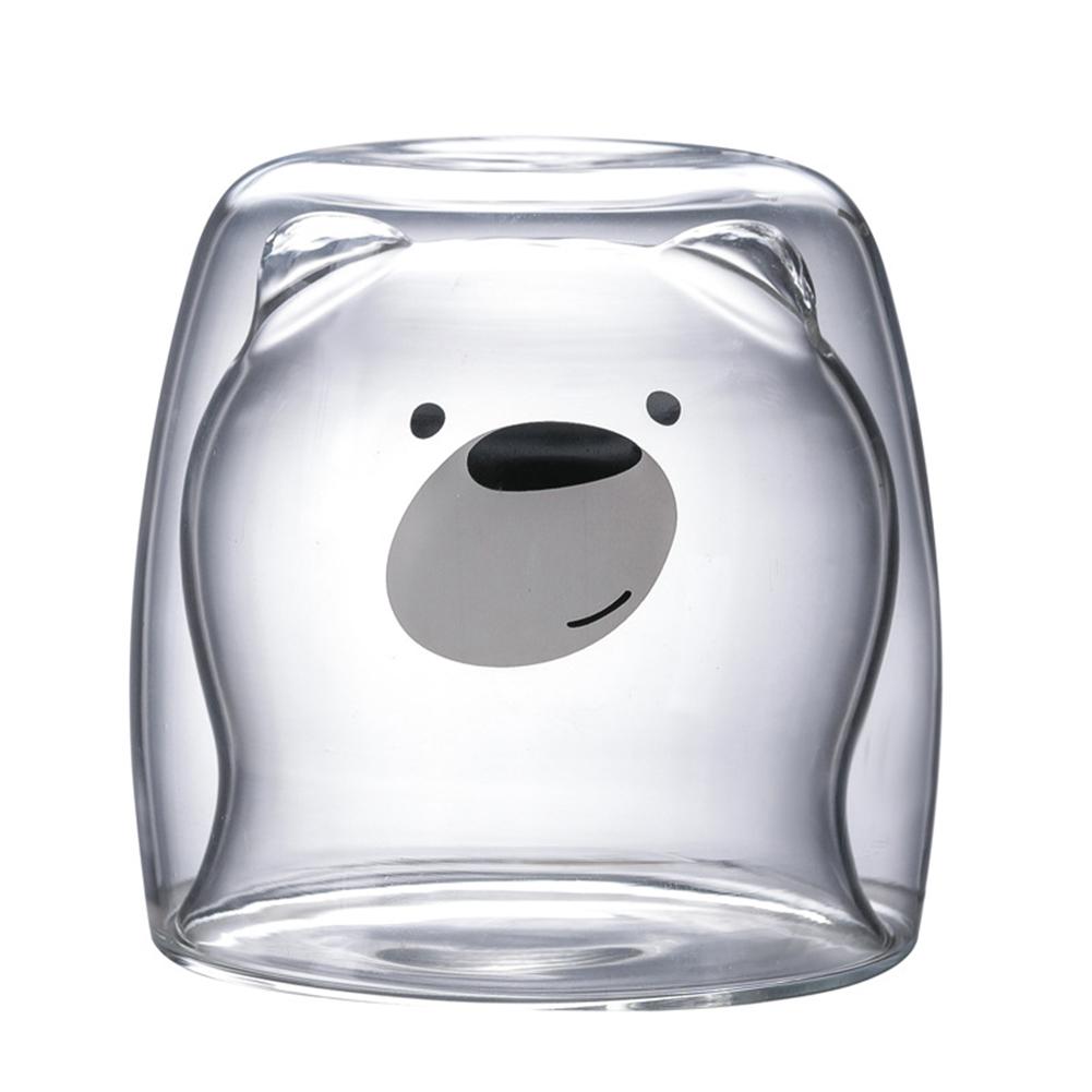 3D 2 niveaux belle Panda ours innovant bière verres résistant à la chaleur Double paroi tasse à café matin lait verre jus verre: A