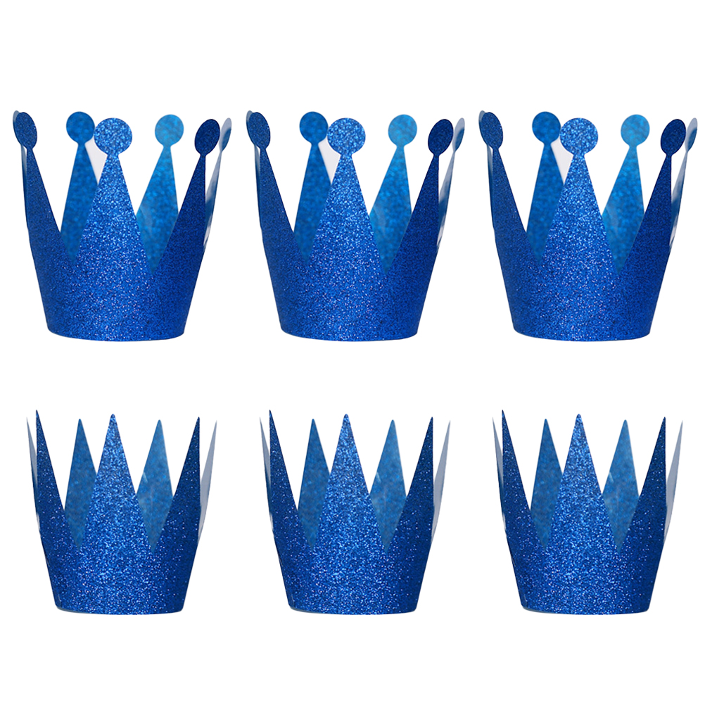 6Pcs Birthday Crown Hats Delicate Glitter Chic Exquisite Crown Shape Hats Party Hats for Gathering Birthday: Blue