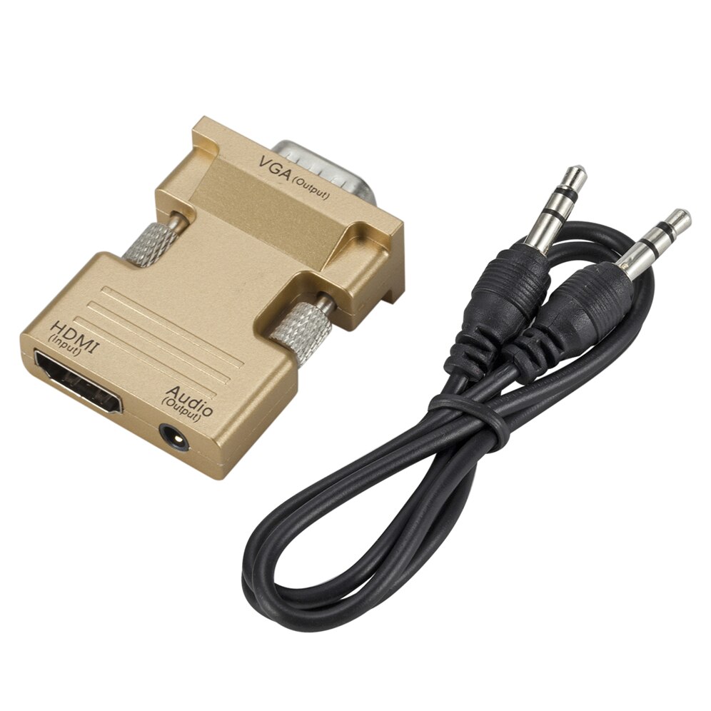 Inioiczmt Hdmi Female Naar Vga Male Converter 3.5Mm Audio Kabel Adapter 1080P Fhd Video-uitgang Voor Pc Laptop tv Monitor Projector: gold