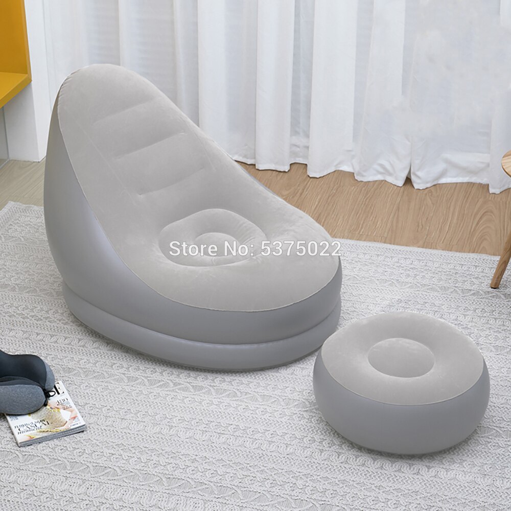 Relax Lazy sofa inflatable sofa chair and Ottoman set stool chair lounge chair for home and garden: Light Grey