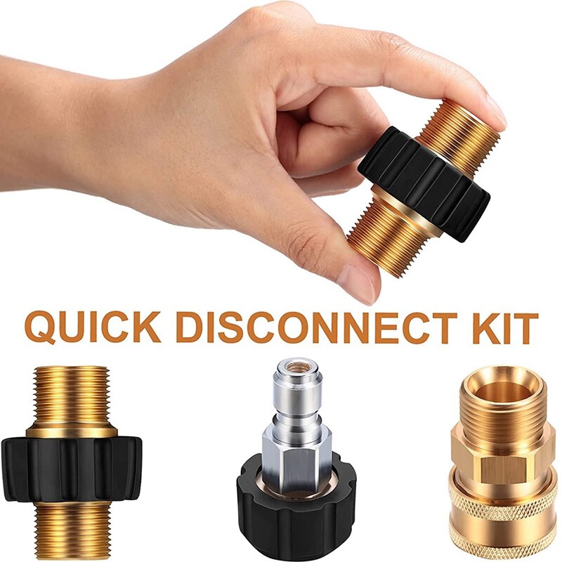 3 Pieces Brass Pressure Washer Adapter Set 14 Mm 3/8 Inch Quick Hose Plug For Pressure Washer Garden Hose Connection
