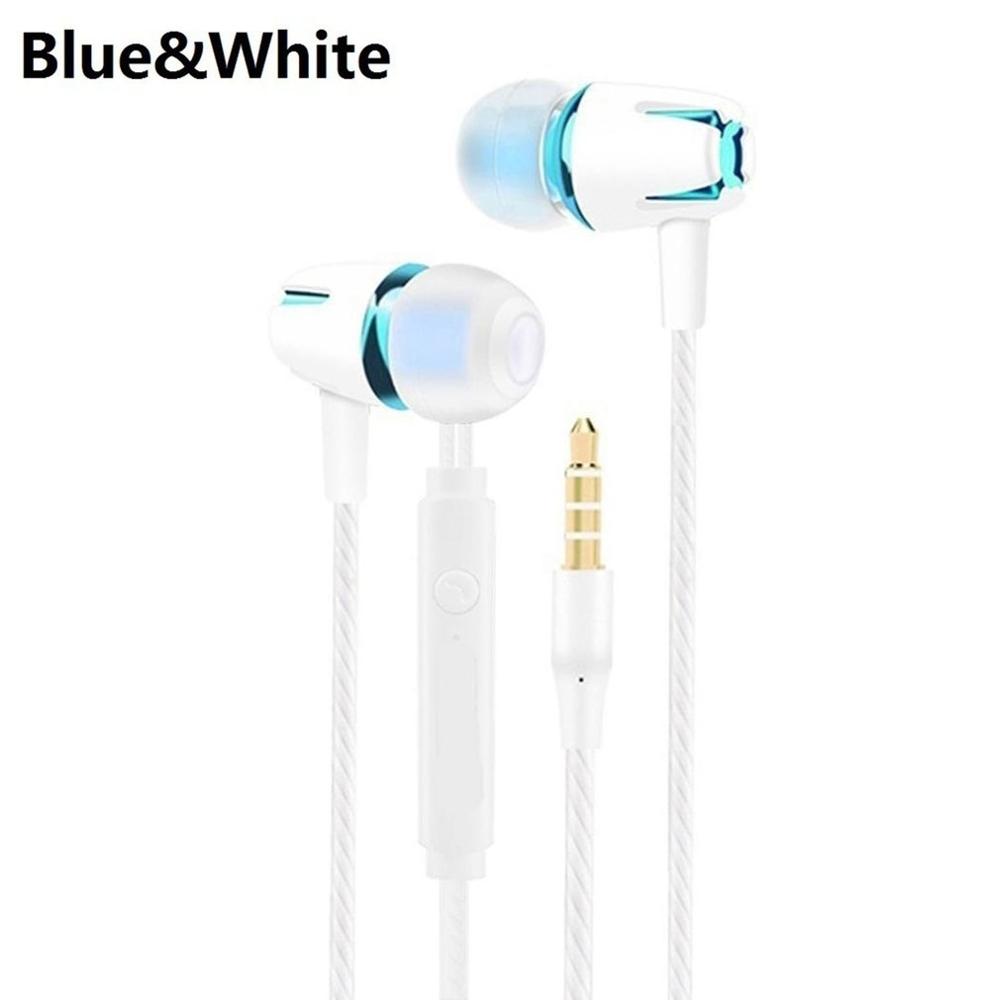Bedrade Oortelefoon Galvaniseren Bass Stereo In-Ear Oortelefoon met Microfoon Handsfree Call Telefoon Headset voor Android iOS: blue