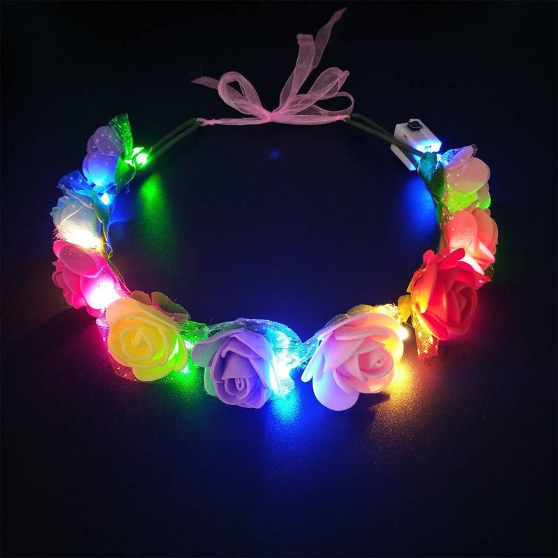 Nueva guirnalda de flores artificiales guirnalda LED ceñida corona de pelo Boda nupcial cumpleaños decoraciones para mujeres niñas
