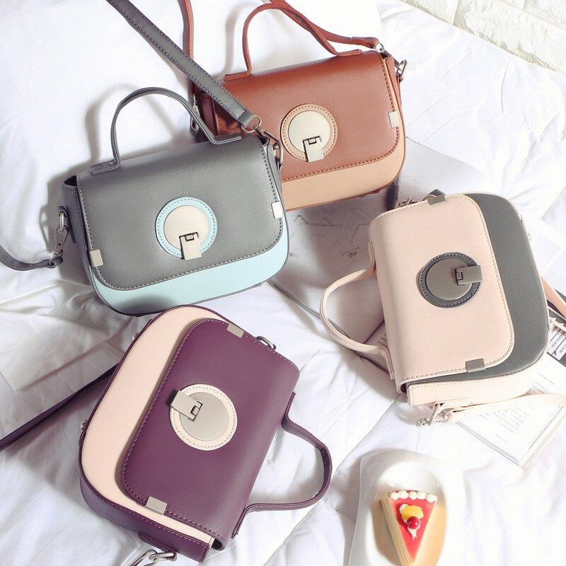 Doudou European and American round button small square Bag Messenger Bag single shoulder women's bag leisure ba