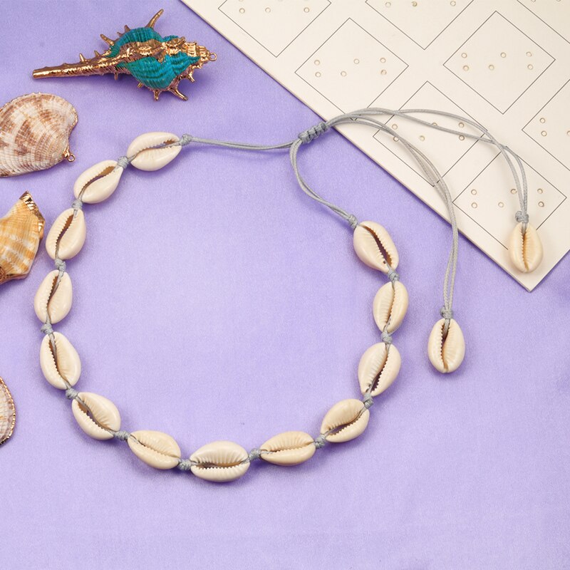 Bohemian Shell Necklace Women Summer Beach Seashell Collar Choker Handmade Clavicle Rope Chain Vsco Girl Jewelry