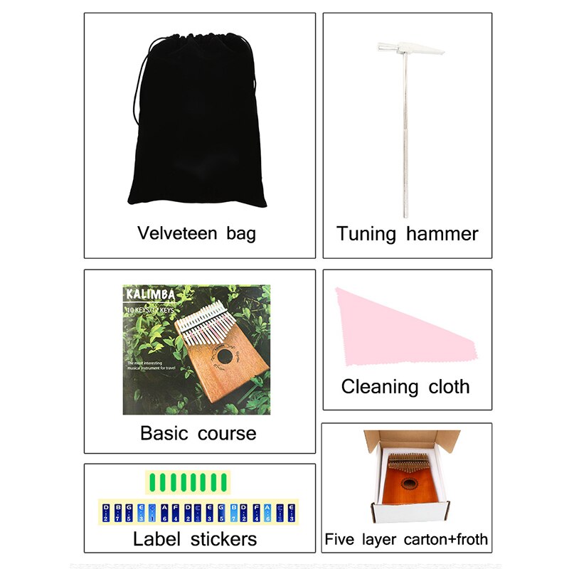 17 Keys Kalimba Thumb Piano Mahogany Mbira Body Musical Instruments Sanza Likembe Africa Finger Piano Beginner Upright Piano