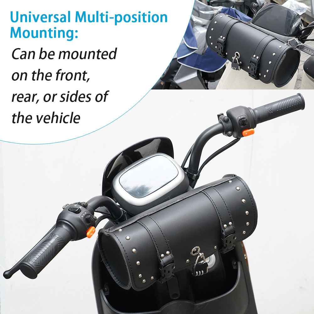 Motorcycle Luggage Storage Pouch Saddlebag Moto Backpack handlebar bag Tool Bag Faux Leather Waterproof Side Pannier Bag Black