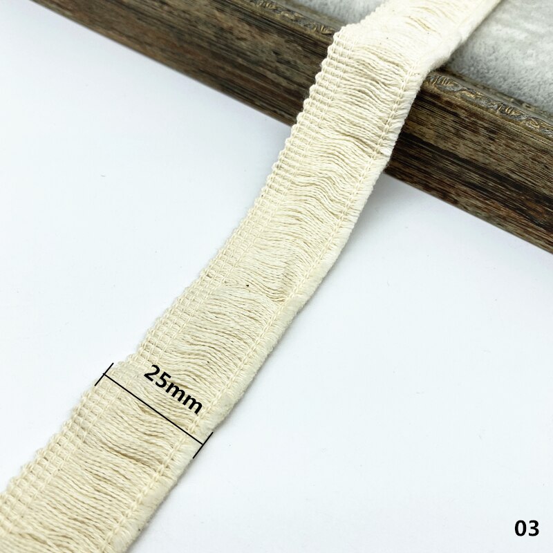 2 yards Biege Cotton Trim Ribbon Sewing Lace Kintted Fabric Handmade Craft Accessories: 03