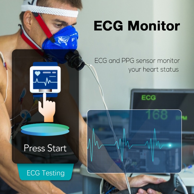 NORTH EDGE ECG PPG Men's Smart Bracelet Watch Blood Pressure Measurement Band Heart Rate Monitir Activity Fitness Tracker Watch