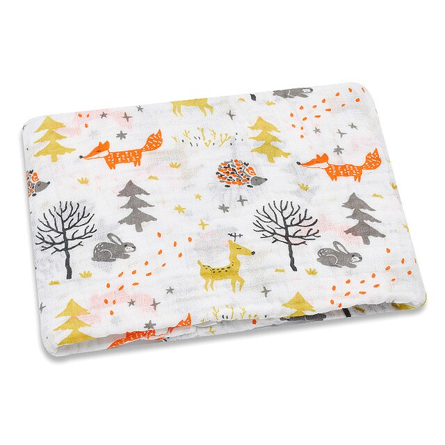 Muslin 100% Cotton Baby Swaddles Soft Newborn Blankets Bath Gauze Infant Wrap Sleepsack Stroller Cover Play Mat: FoxDeer