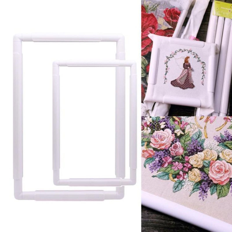 Square Plastic Embroidery Frame Set Cross Stitch Craft Tool Clip Type Frame Hoop DIY Sewing Crafts Tools
