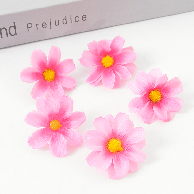 30/50 Uds. Flores artificiales Margarita flores de seda decoración boda decoración en casa Margarita Floral suministros para manualidades: XS / Beige