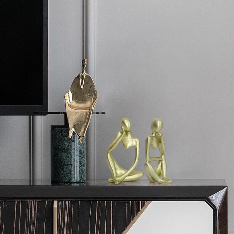 Home Decoratie Hars Sculptuur Denker Karakter Abstract Standbeeld Art Europese Stijl Voor Home Decor Moderne Kantoor Plank Desktop