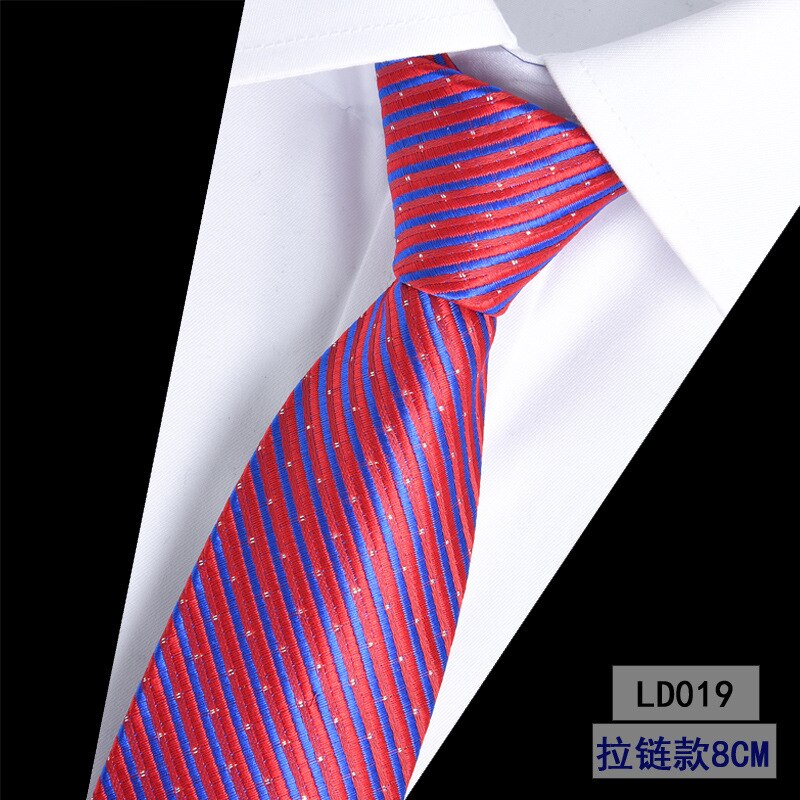 Cravatta con cerniera da uomo pigra 8CM cravatta a righe articoli tutto'ingrosso per le imprese: LD019