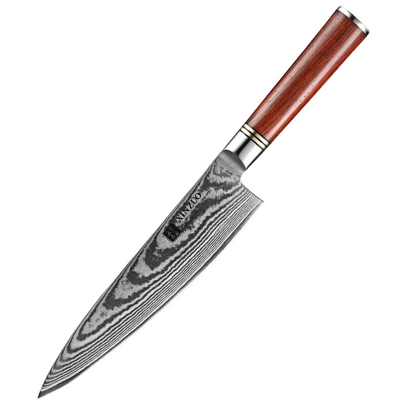 XINZUO couteau de Chef japonais, 8 pouces 67 couches en acier damas Gyuto hachoir à viande, outils de cuisine Santoku avec housse: Only Knife