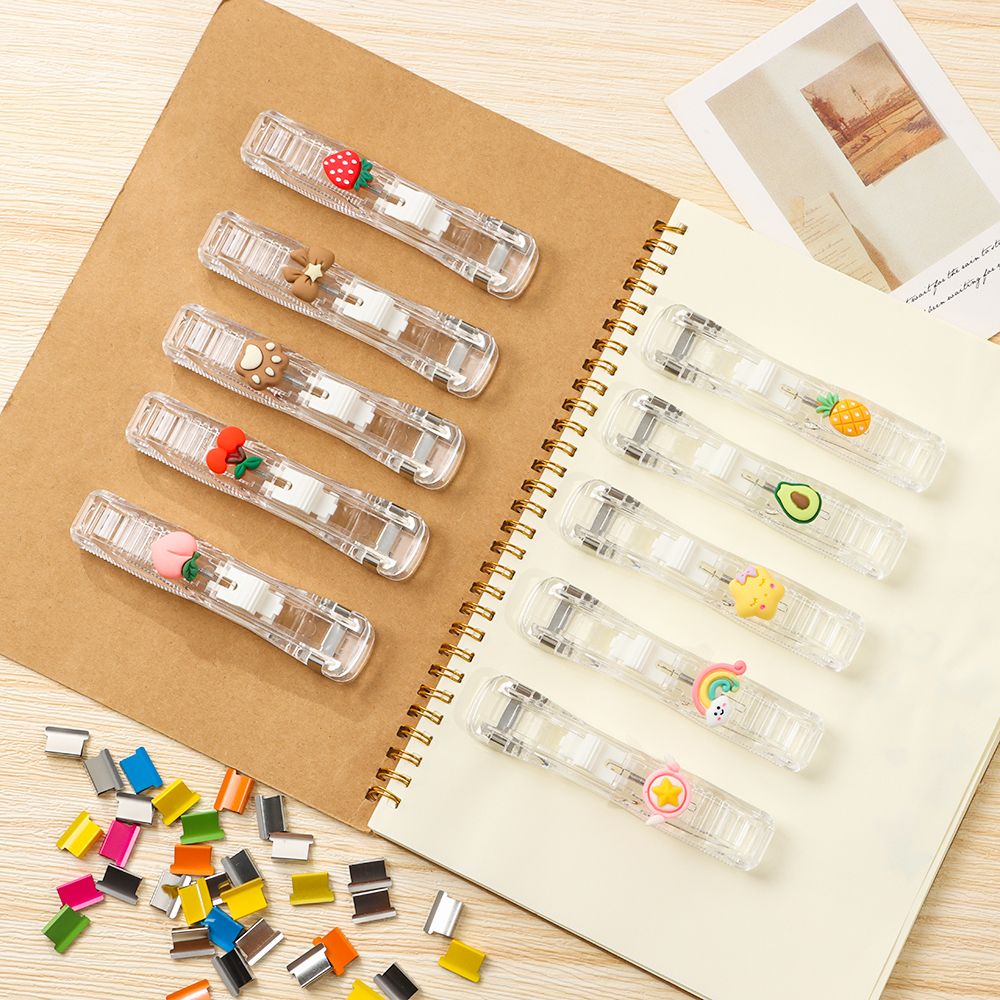 2022 Push Clip Stapler Staple Remover Binder Push Clamp Tape Dispenser Paper Clips Office Supplies Set Desktop Supplies