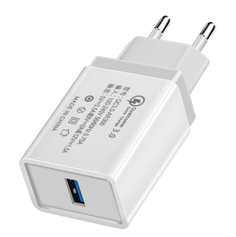 5V 3A Carica Rapida di CONTROLLO di qualità 3.0 USB STATI UNITI UE del Caricatore Universale Del Telefono Mobile caricatore della Parete del Caricatore Adattatore di Ricarica Veloce Per iPhone Samsung Xiaomi: US Plug / Gray