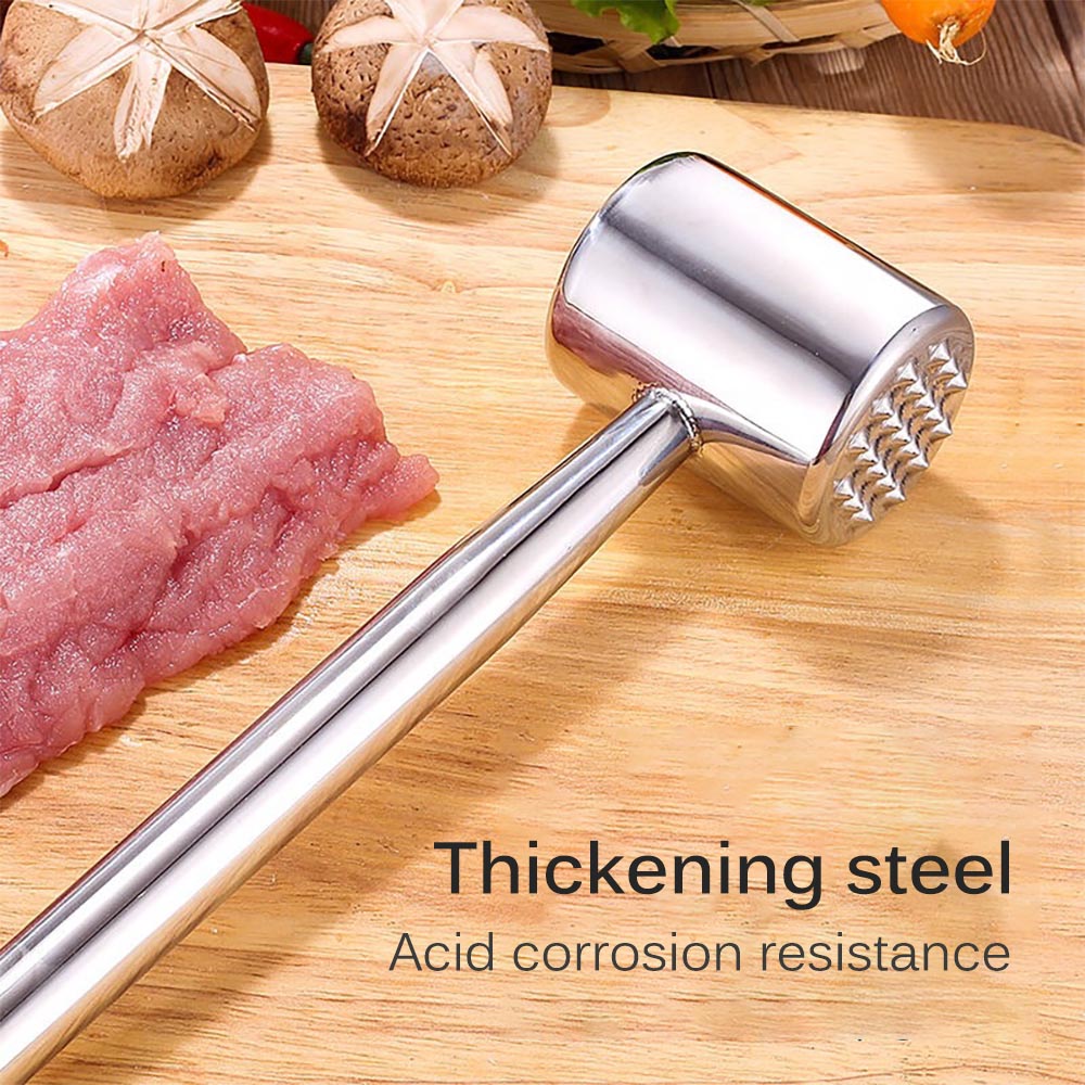 Stainless Steel Meat Hammer Steak Pork Chop Loose Meat Hammer Multifunctional Meat Beater Kitchen Supplies Meat Hammer