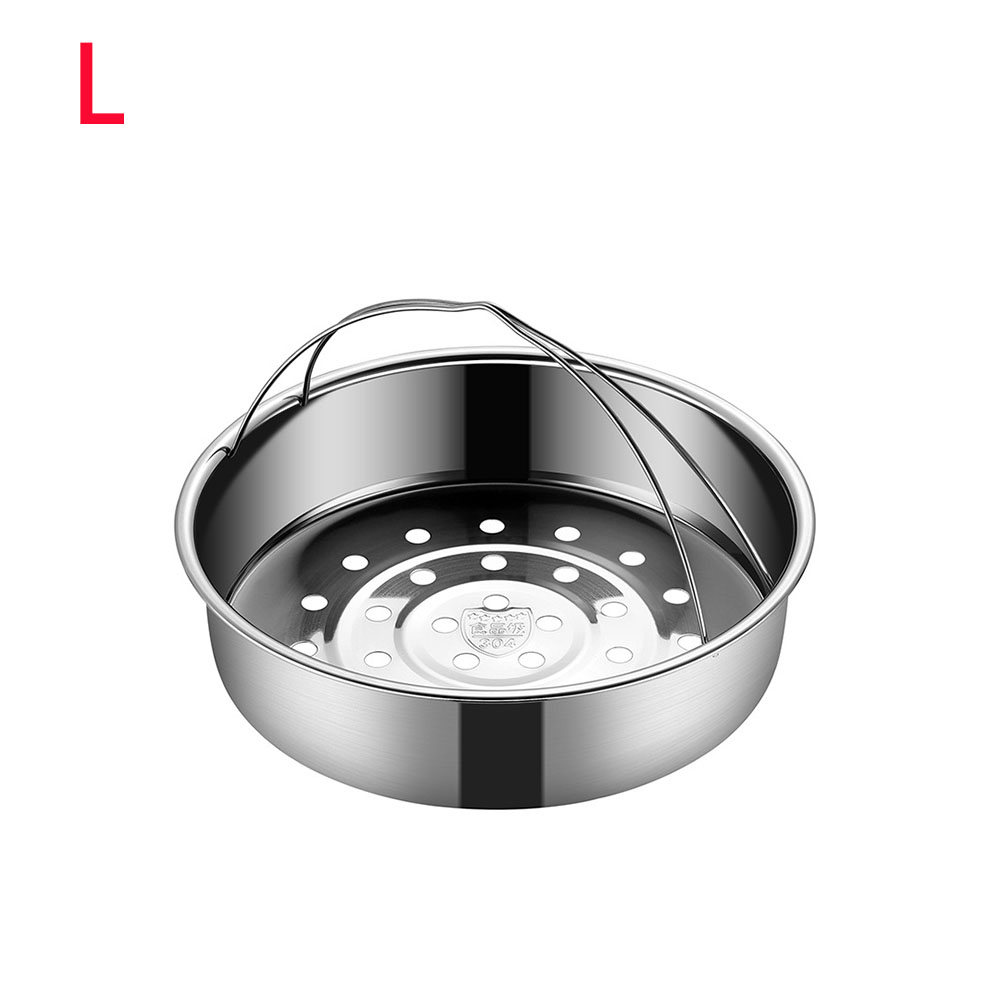 Steam Rice Cooker Steamer Bamboo Cooker Basket Dumpling Dim Sum Stainless Steel Thicken Deepen Household With Non Slip Handle: Handle L