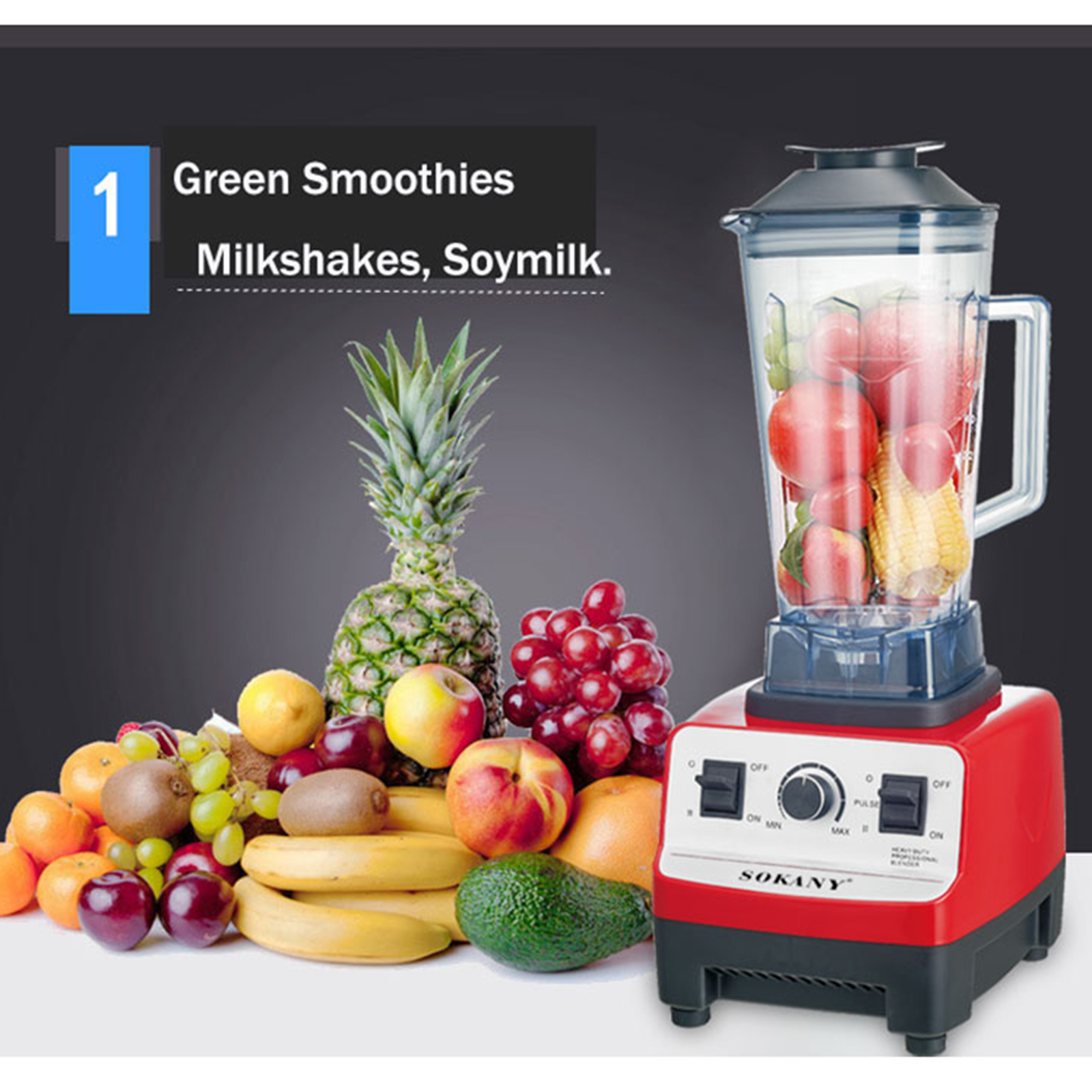 62 Oz Countertop Blender 4500-Watt Base Total Crushing Technology for Smoothies and Frozen Fruit EU Plug