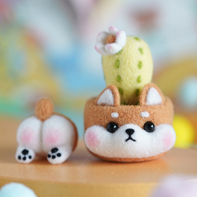 1Pcs Niet Afgewerkt Handgemaakte Pocket Mooie Animal Cactus Plant Wol Naaldvilten Kit Panda Plant Vilt Prikte Voor Kids: No.1