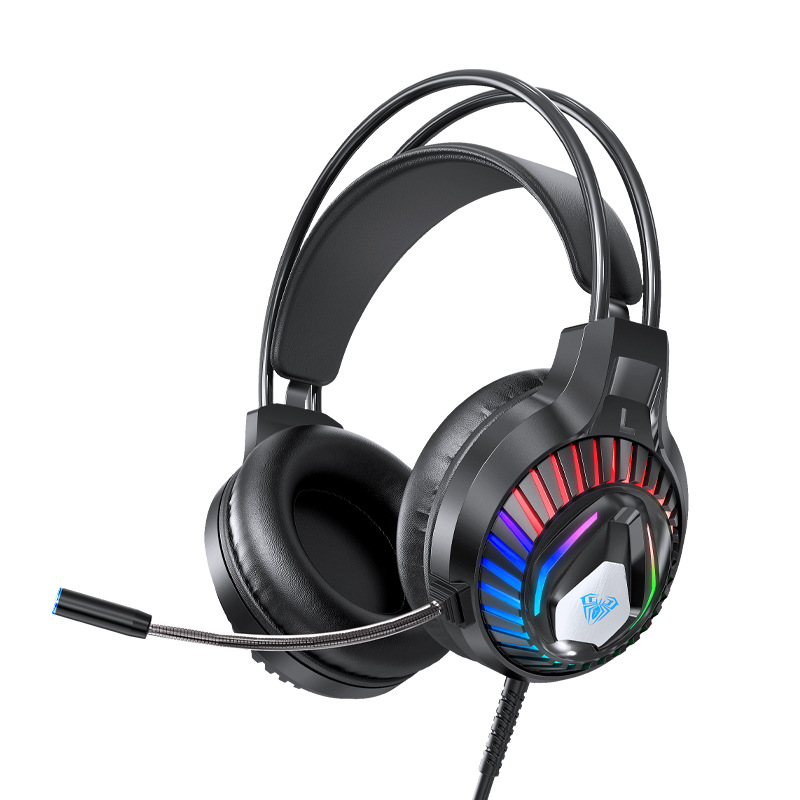 AULA S605 Gaming Headset - Kabelgebunden USB, RGB Stereoskopisch, Aktive Geräuschunterdrückung, Mikrofon