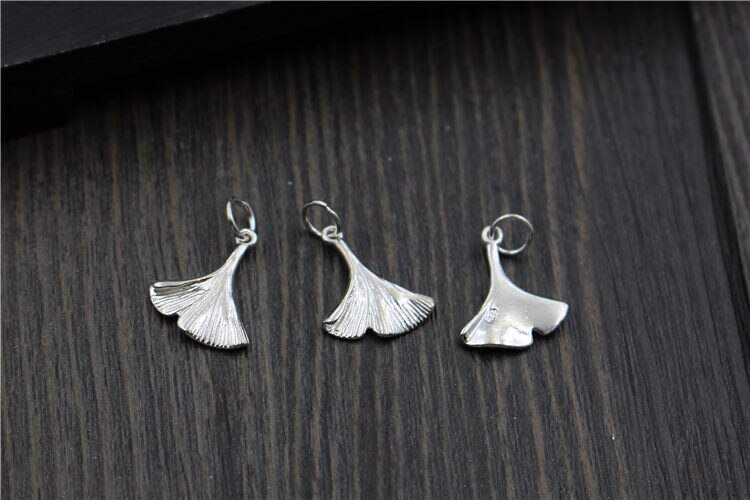 Uglyless Real S925 Sterling Zilveren Ginkgo Charms Accessoires Sieraden DIY Gegraveerd Bladeren Handgemaakte Bevindingen Kleine Hangers Bijoux