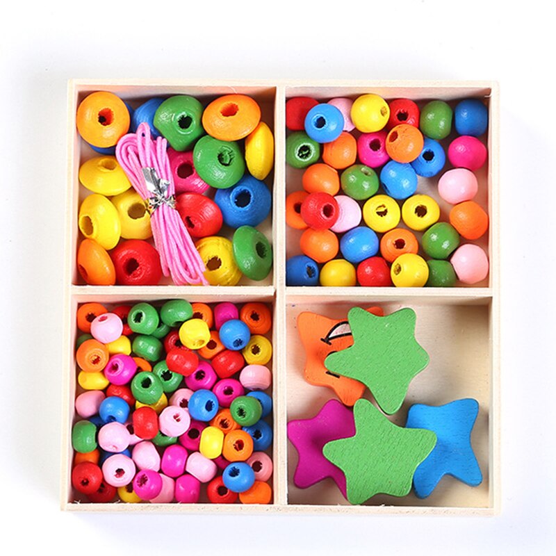 Meisje Diy Sieraden Kit Kleurrijke Houten Kralen Zelf-assemblage Ketting Ketting Armband Accessoires Cadeau Voor Kinderen UD88: Five-pointed star