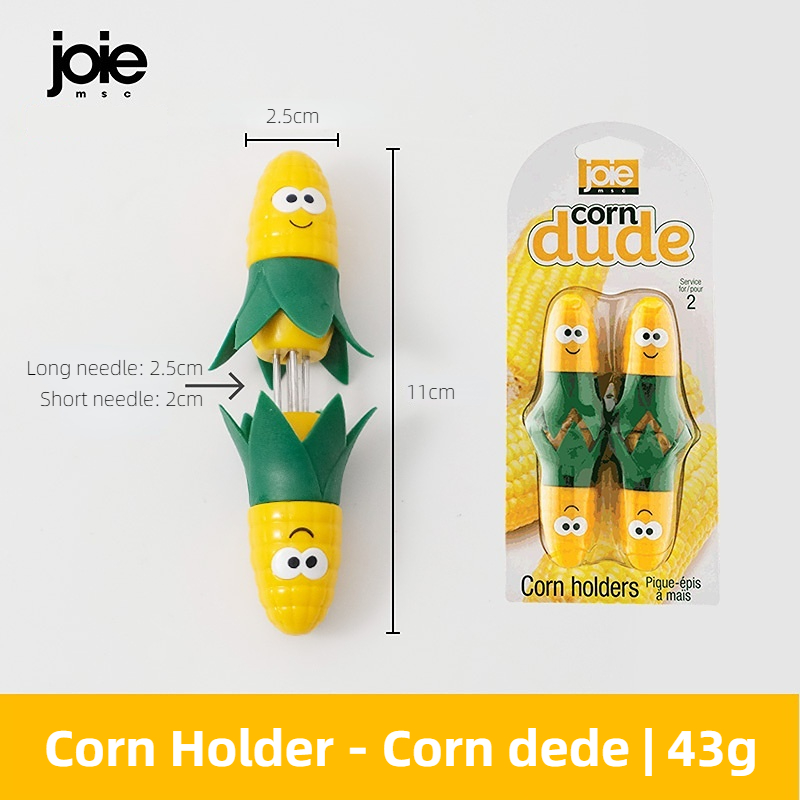 Joie Maïshouders Kinderen Veilig Hittebestendig Maïsgereedschap Voor Hete Maïs Roestvrijstalen Vorken BPA-vrij Food Grade Plastic Handgrepen: Black
