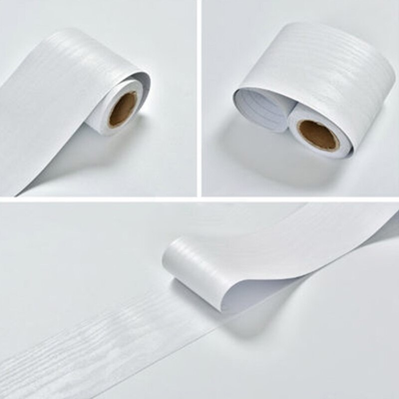 Stue vandtæt fodlister klistermærke rulle selvklæbende kant hjem dekorative hvide talje linje køkken vægklistermærke: Træ hvidt