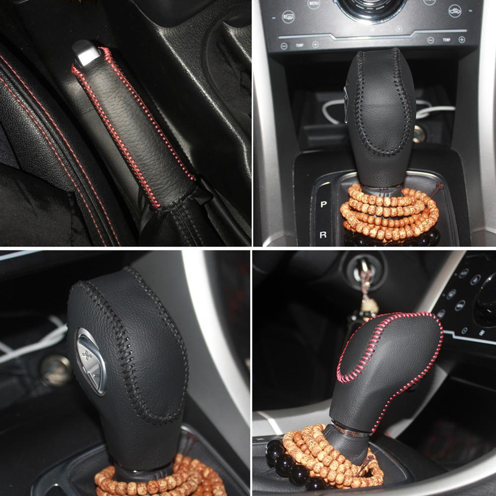 1PC Protective Shift Knob Leather Cover For FORD Focus Ecosport 12-18 Gear Shift Knob Cover